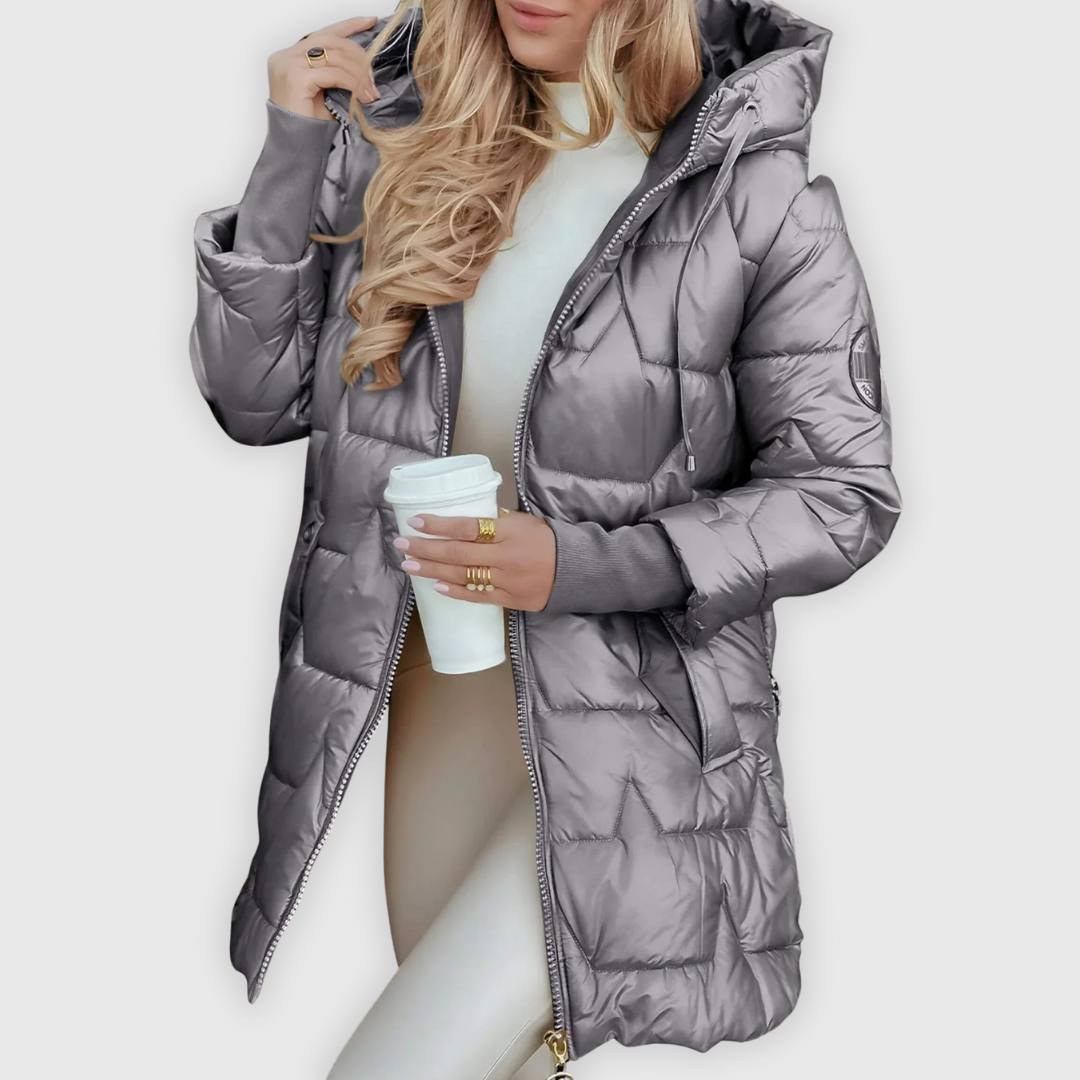 Noelia | Eleganter Wintermantel mit Kapuze und Wattierung
