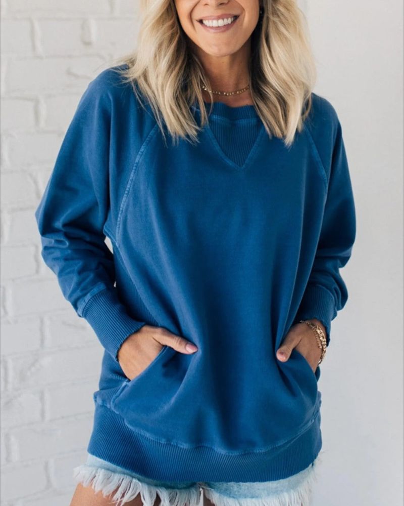 Viola | Gerippter Pullover mit Taschen