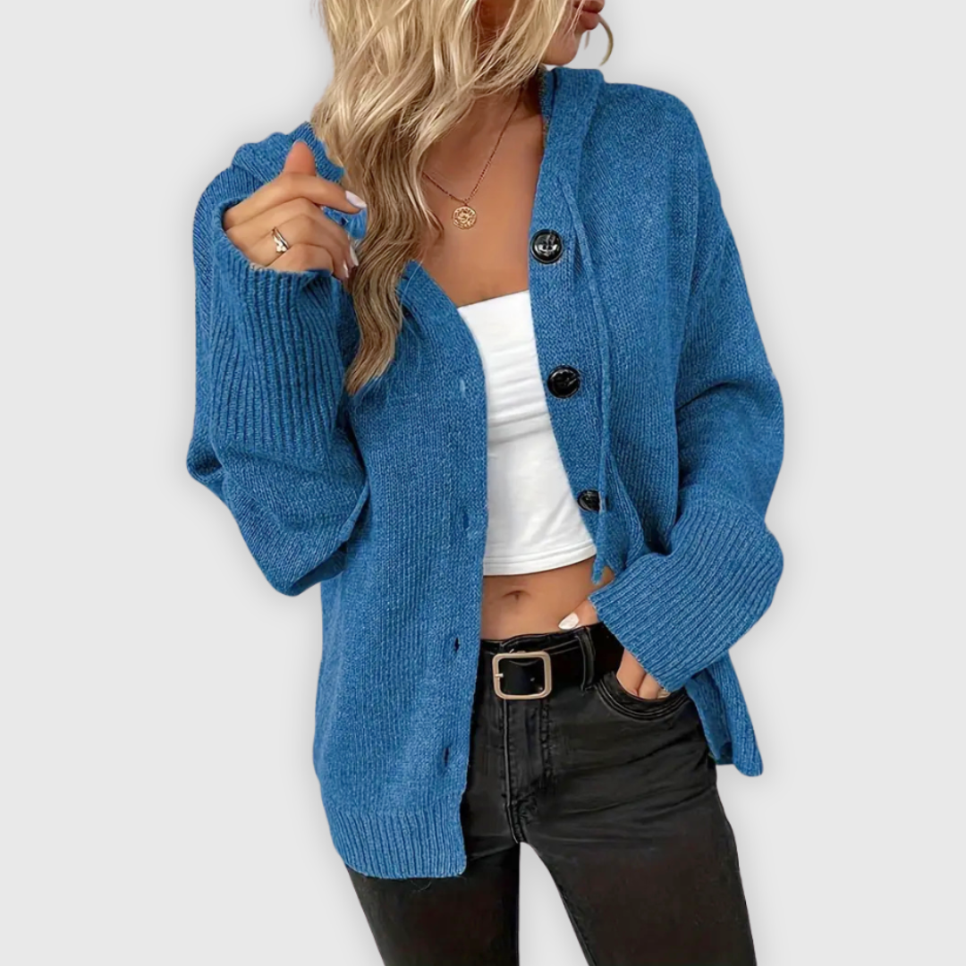 Susy | Elegante Langarm Kapuzen Pullover Mit Taste