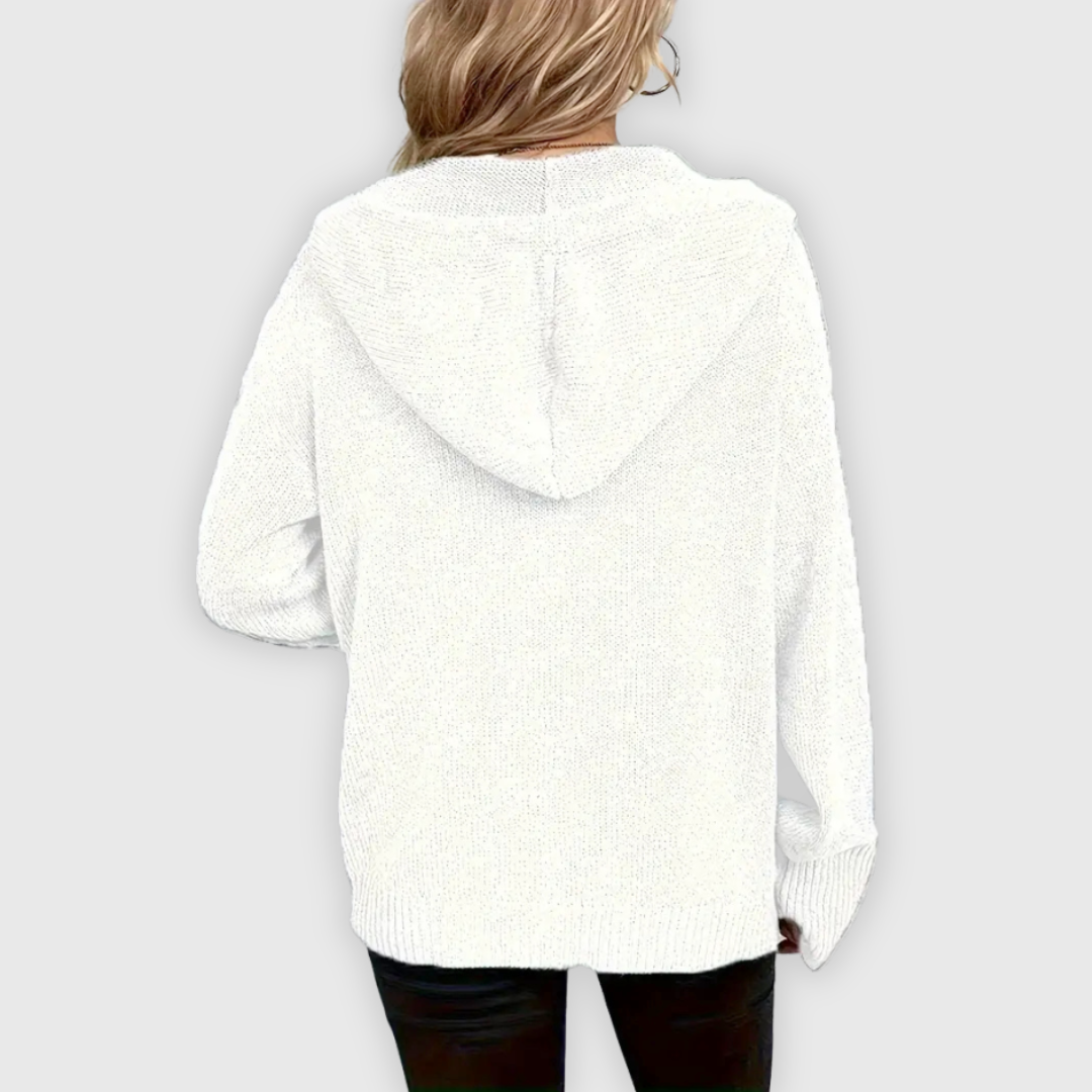 Susy | Elegante Langarm Kapuzen Pullover Mit Taste