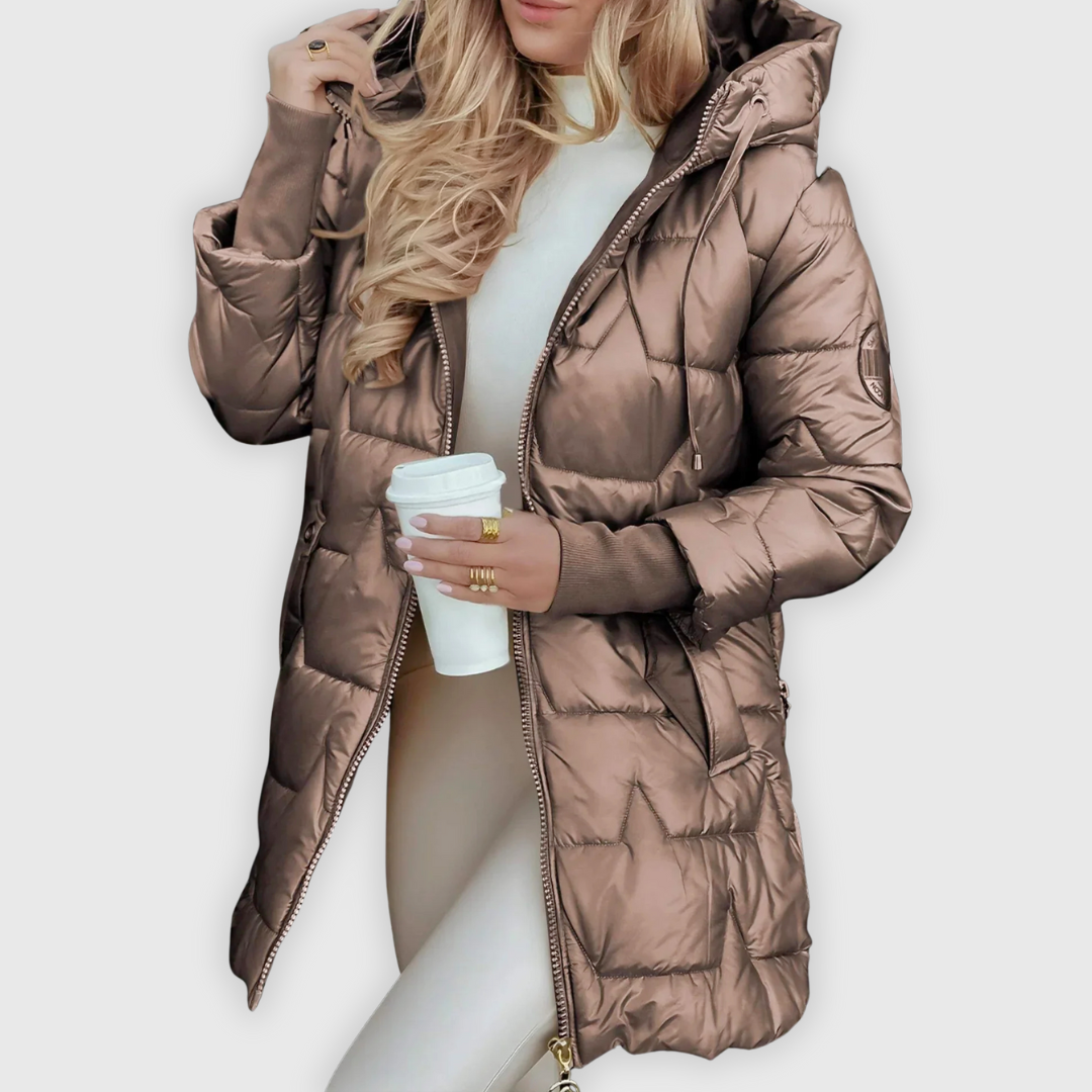 Noelia | Eleganter Wintermantel mit Kapuze und Wattierung